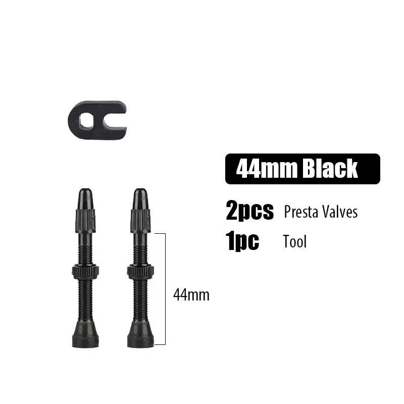 Tiges de Valve Presta Tubeless pour vélo, en alliage d'aluminium, 40mm 44mm 48mm 60mm 80mm, avec out
