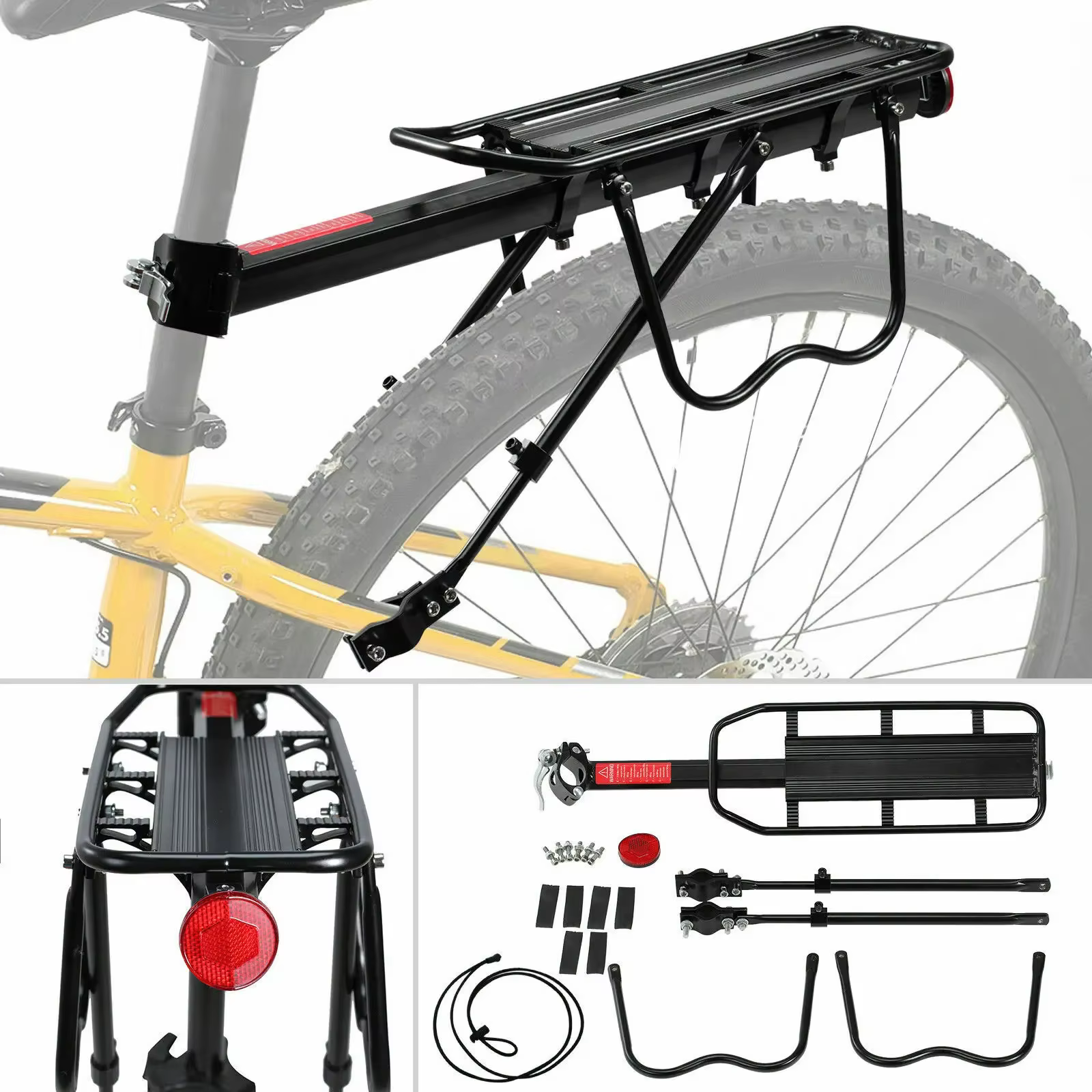 Porte-bagages arrière en alliage pour vélo de route et VTT, support de chargement pour vélo, étagère