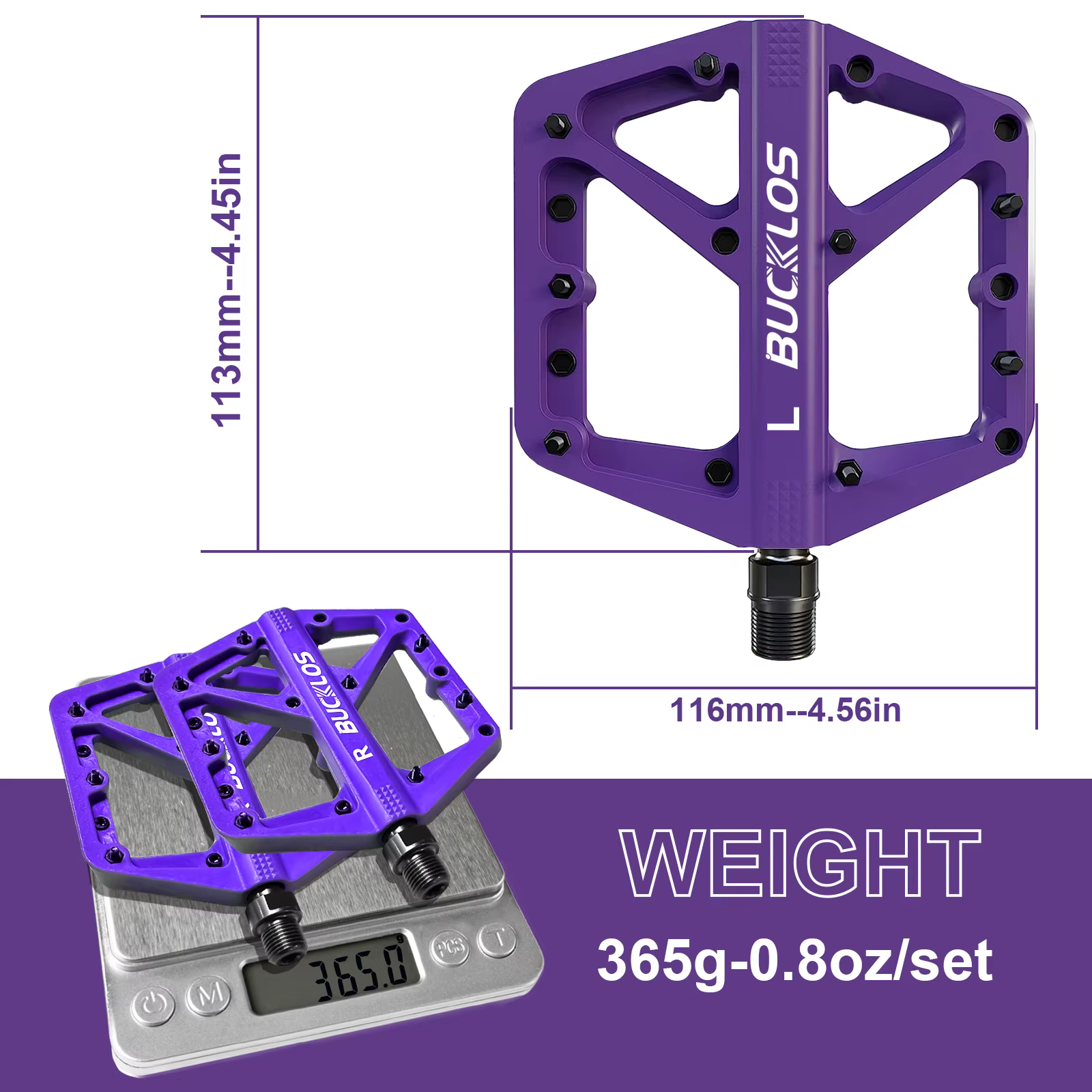 BUCKLOS pédales DU roulement vélo pédale plate-forme ultraléger en Nylon route VTT pédale antidérapa