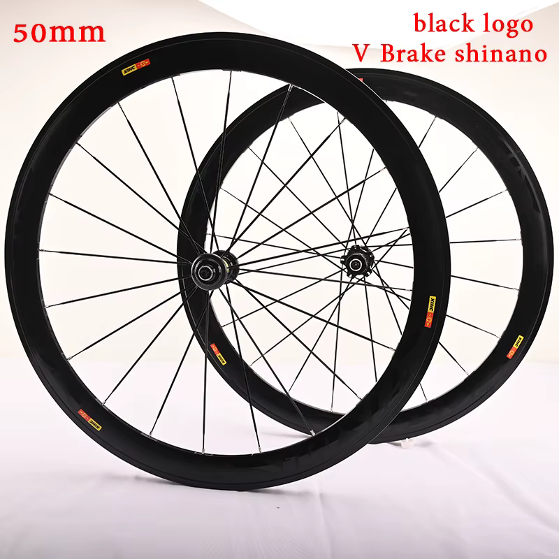 Roues de vélo de route super légères 700C 40/50mm en alliage d'aluminium, jantes clincher, axe trave