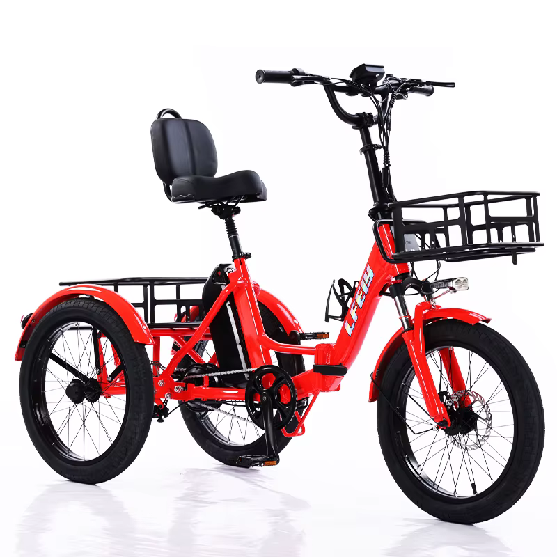Tricycle électrique adulte Mini voiture véhicule cargo pliable 48V 350W 3 roues vélo électrique plia