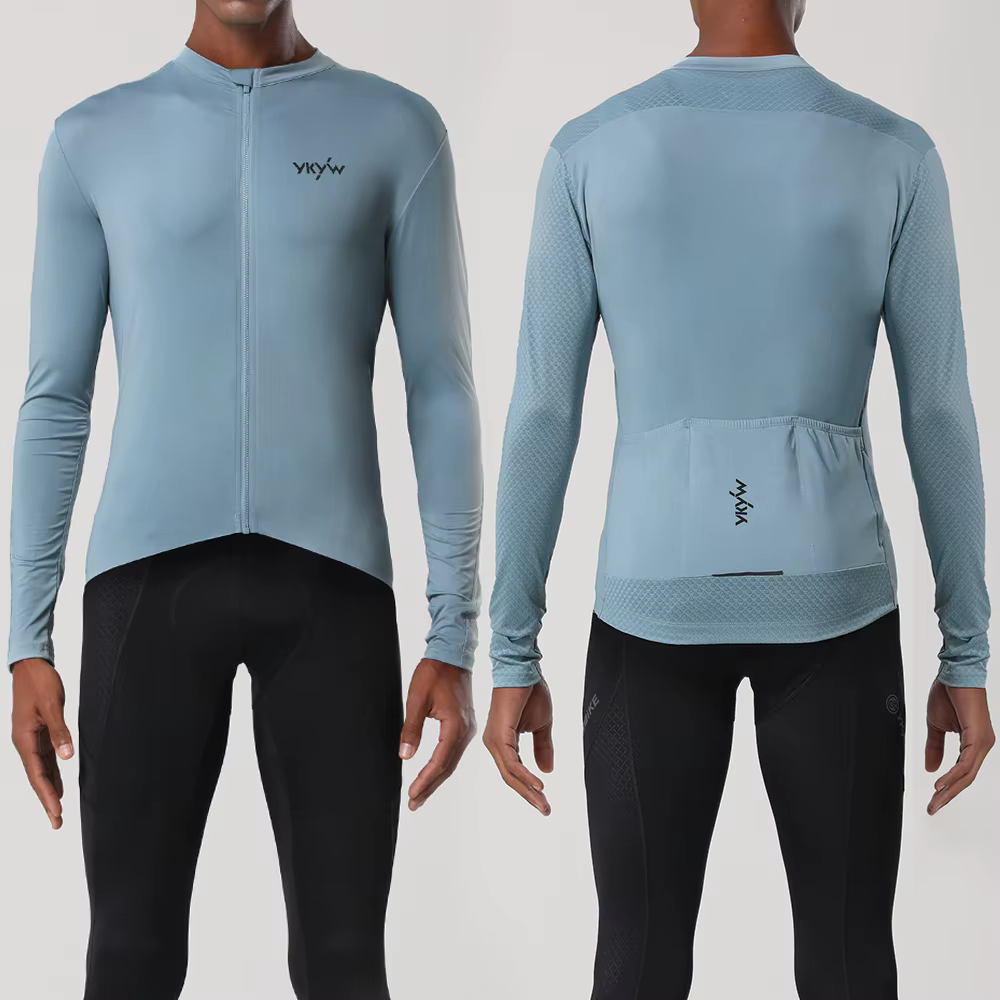 YKYW Maillot de cyclisme à manches longues pour hommes Chemise de course de vélo Pro Team Riding Bik