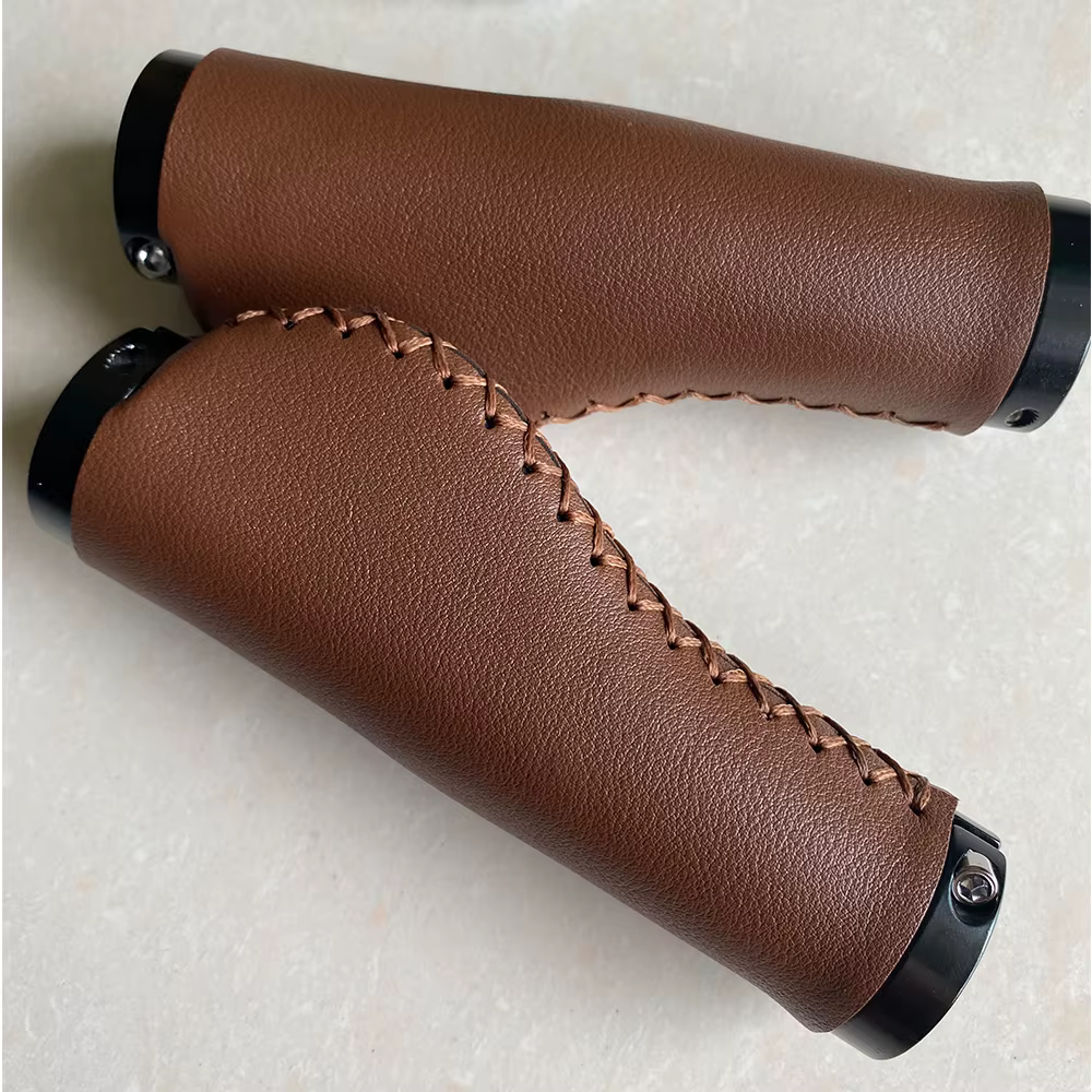 Housse de guidon de vélo en simili cuir marron foncé, housse de guidon de vélo de montagne en cuir M