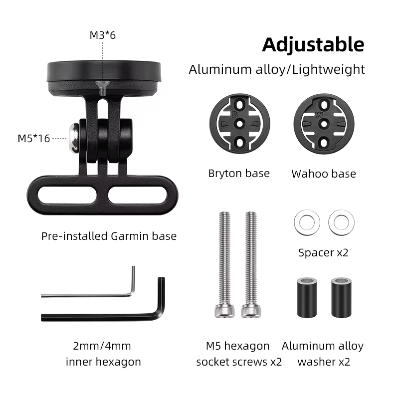 ROCKBROS support de vélo support de lampe de lumière avant support d'extension en alliage d'aluminiu