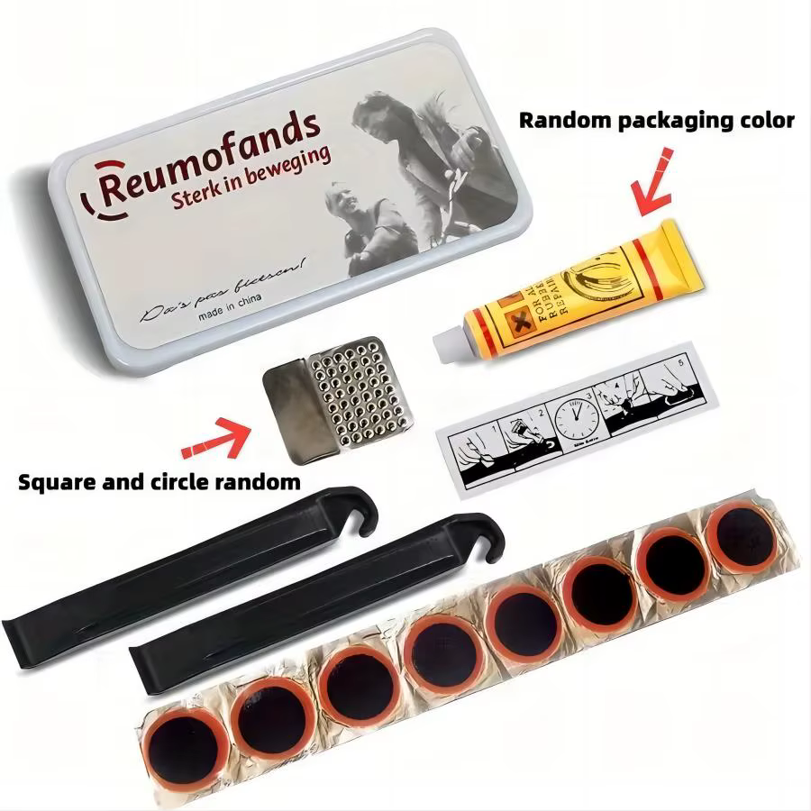 Kit de réparation d'opathie de vélo, patchs, film de meulage, pied de biche, outils multifonctions p