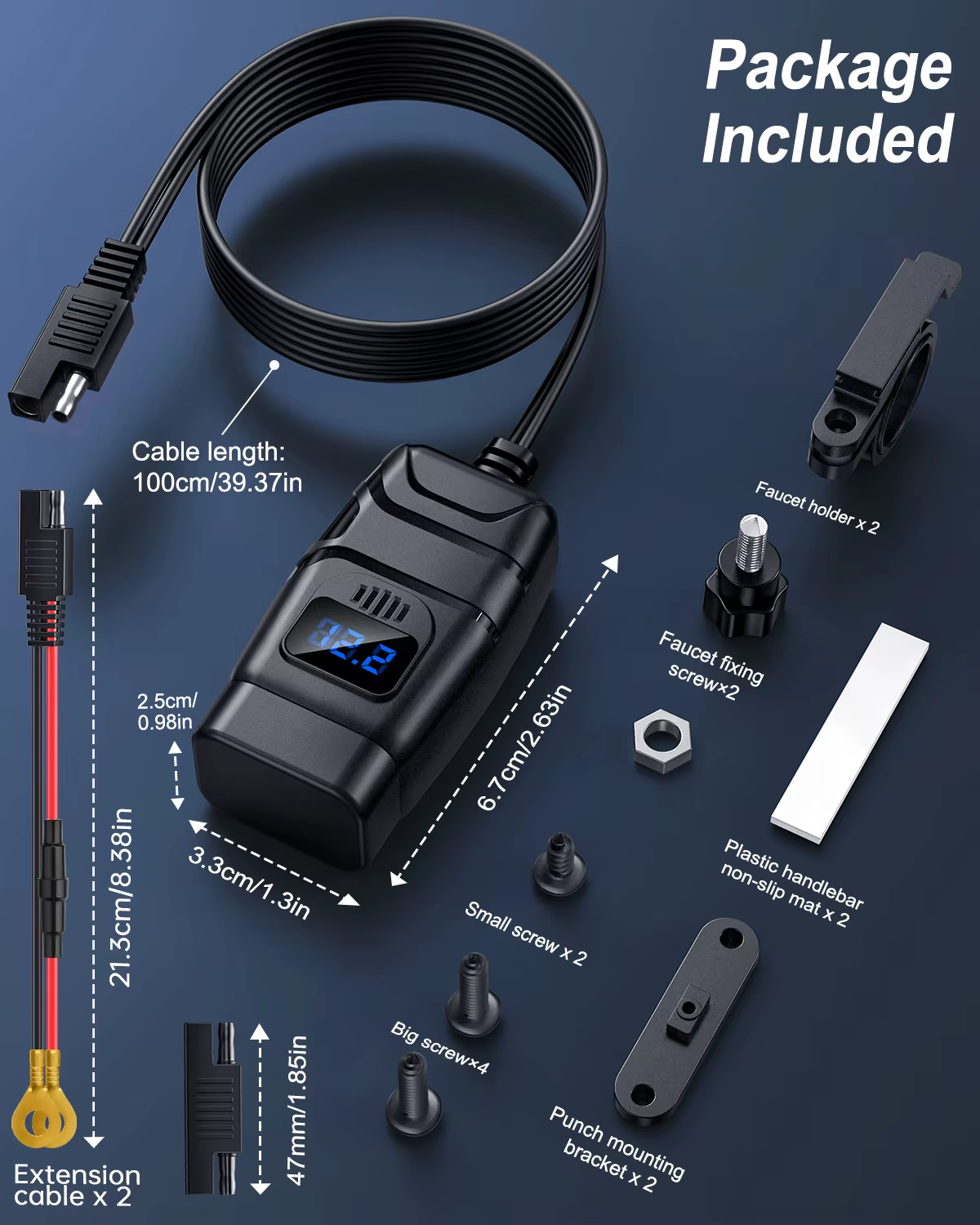 Chargeur de moto pour téléphone, GPS, appareils électroniques, double port USB, chargeur rapide, acc