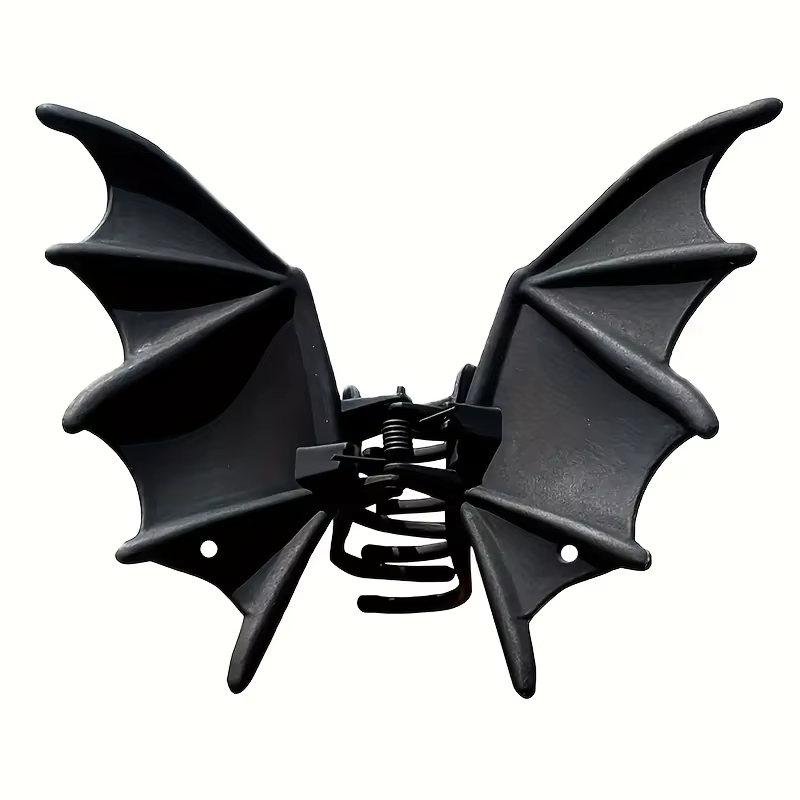 Pince à cheveux chauve-souris gothique Halloween noir mat gothique Style Punk imprimé Animal épingle
