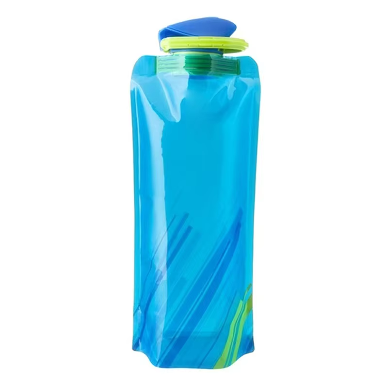 Bouteille d'eau de voyage pliable et réutilisable, en plastique, souple, avec mousqueton
