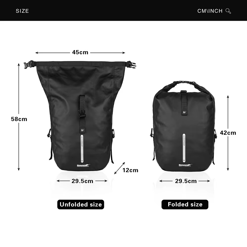 Bal inowalk-Sac à Dos Étanche de Grande Capacité de 20L, Sacoche Arrière T1 Noire de Voyage, Accesso
