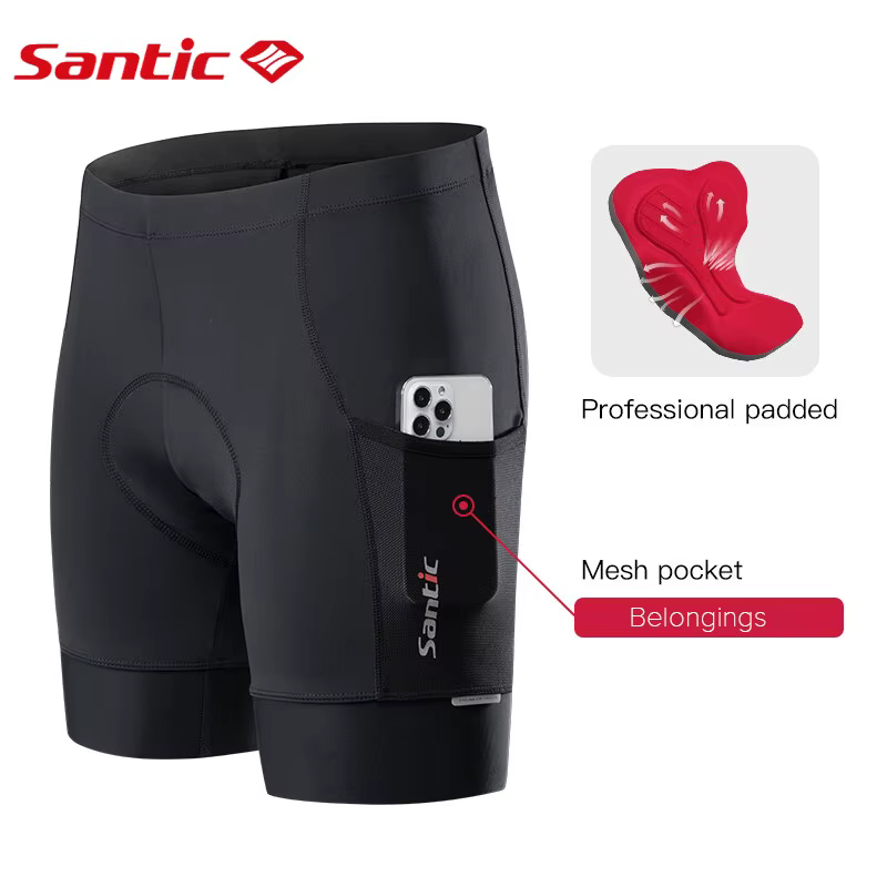 Santic short de cyclisme homme 4D rembourré short de vélo vtt short d'équitation vêtements de vélo a