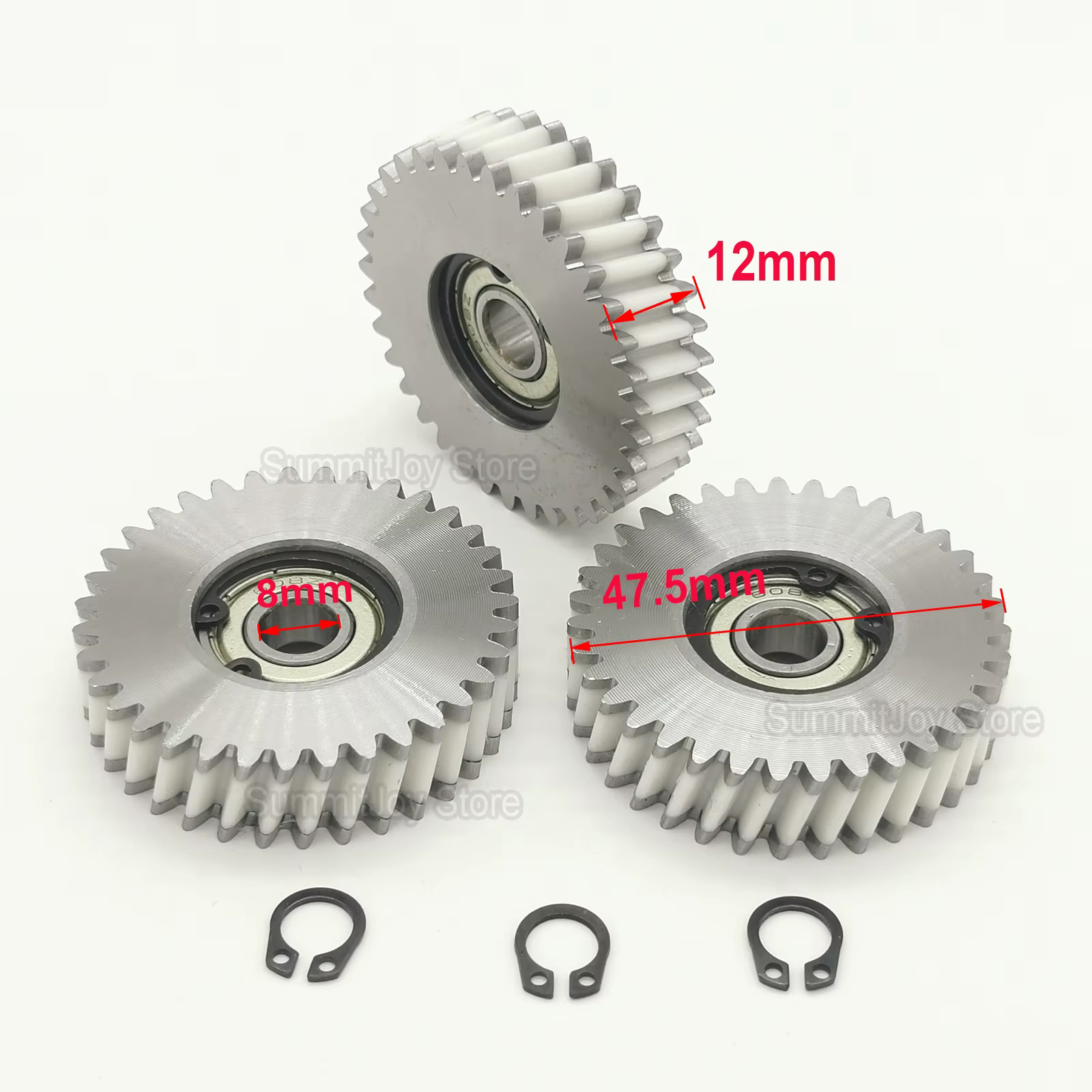 Engrenage planétaire Oblique pour vélo électrique, 3 pièces, 35T, 47.5x12mm, avec roulements de 8mm,