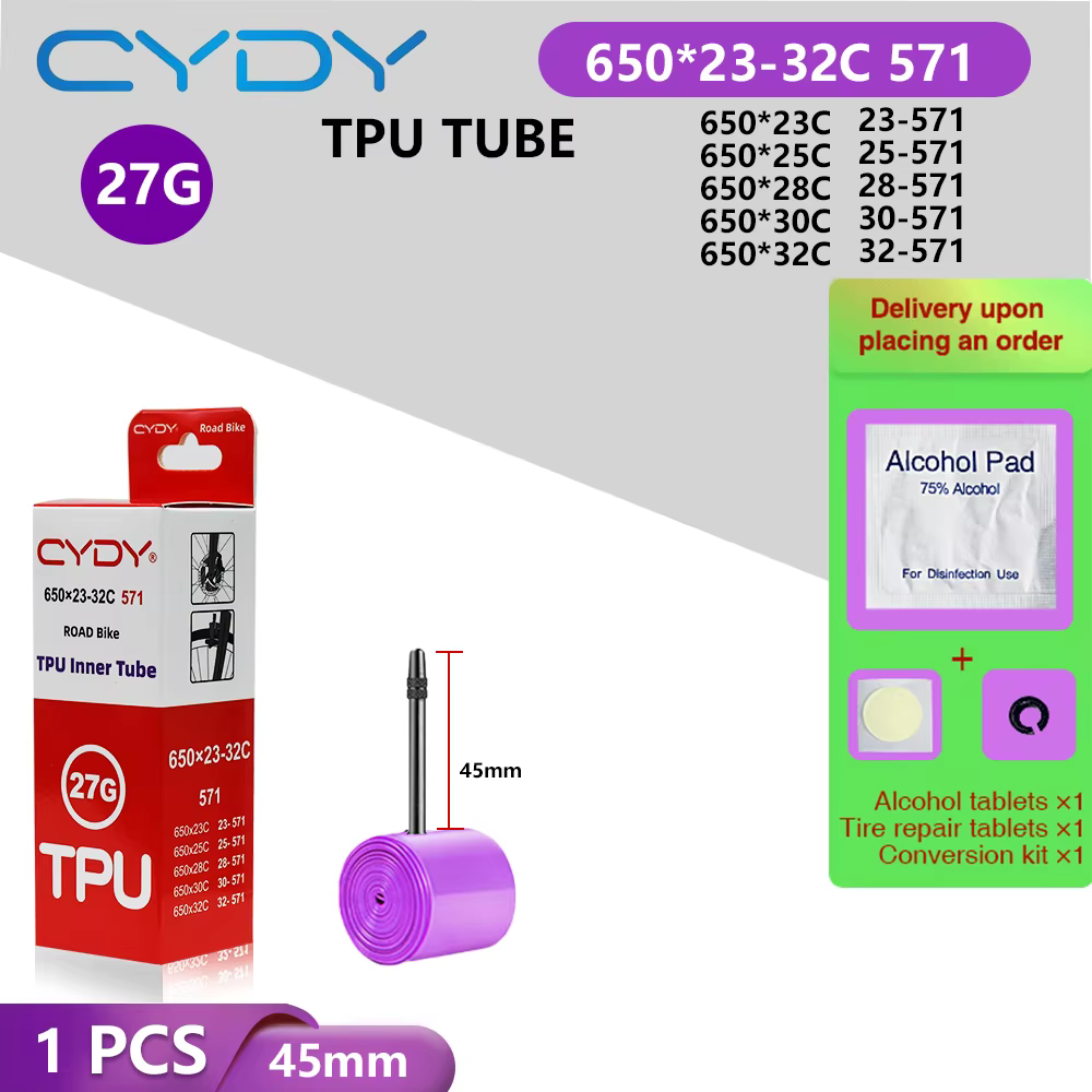 CYDY vélo de route TPU chambre à air 650x23C 25C 26C 27C 28C 30C 32C vélo vélo pneus 27g caméra pneu