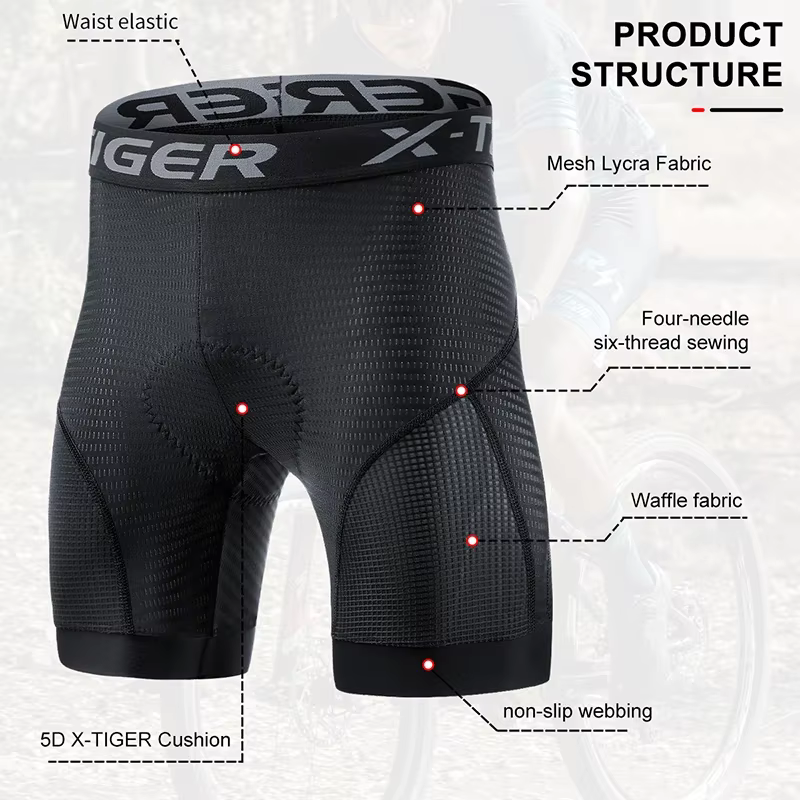 X-TIGER hommes sous-vêtements de cyclisme Shorts 5D rembourré sport équitation vélo vtt doublure Sho