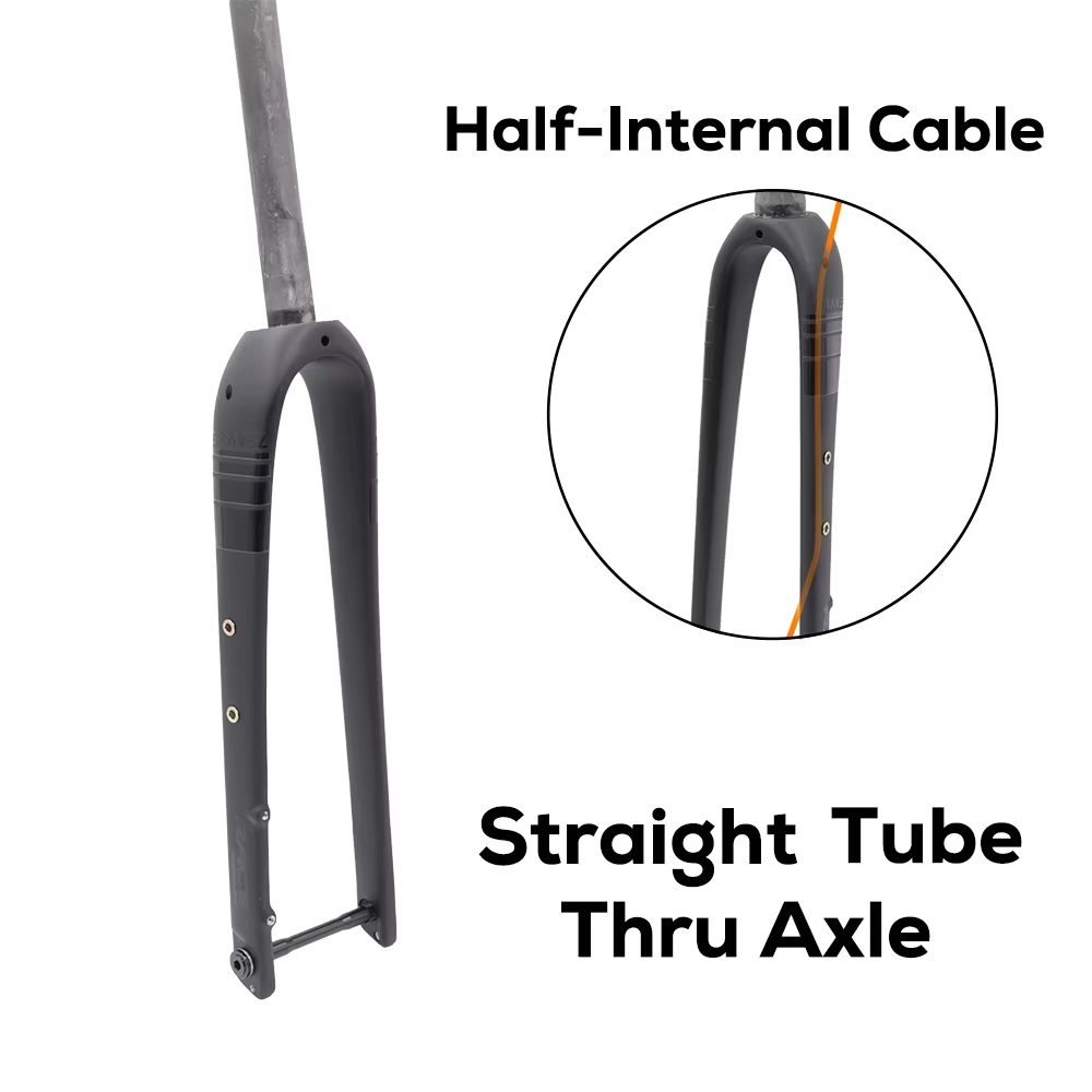 Fourche avant de vélo en gravier, câblage interne en Fiber de carbone, Tube droit/conique, mat 700C 