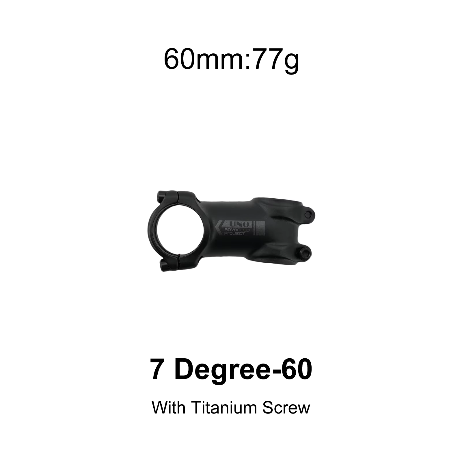 Tige de vélo VTT ultralégère en titane noir intégral Al7050 -7 °   / 17 °   Guidon 60-130 mm 31,8 mm