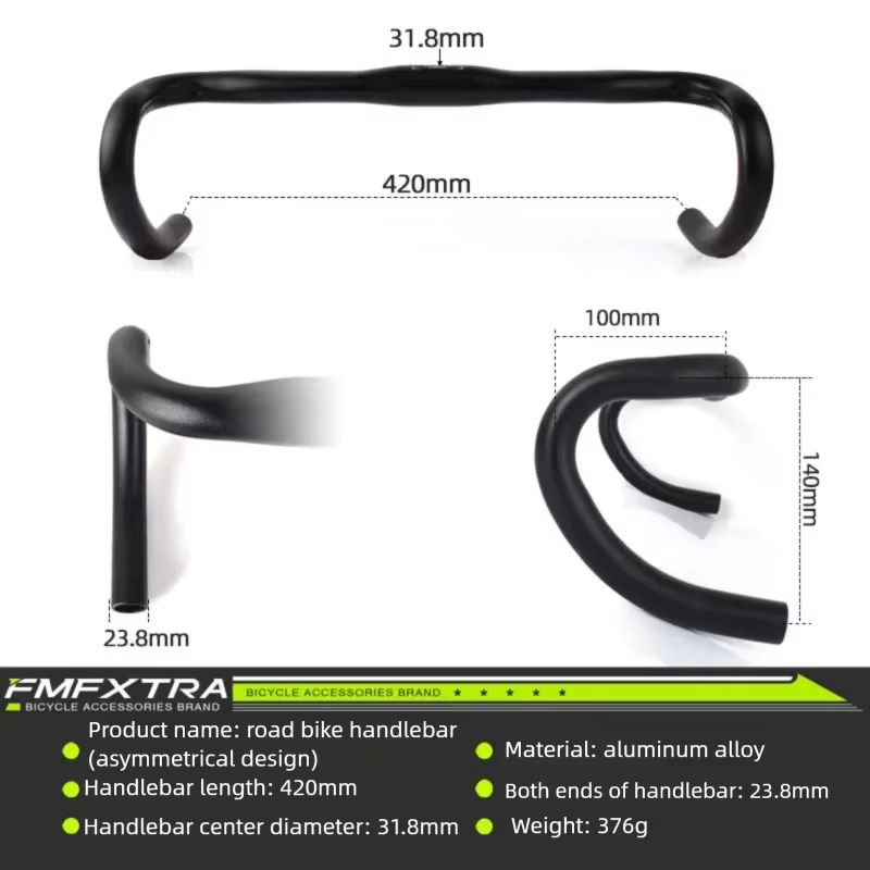 Guides de vélo de route: Drop, Single, aluminium Bullhorn, engrenage fixe, 31.8mm Bend Guides