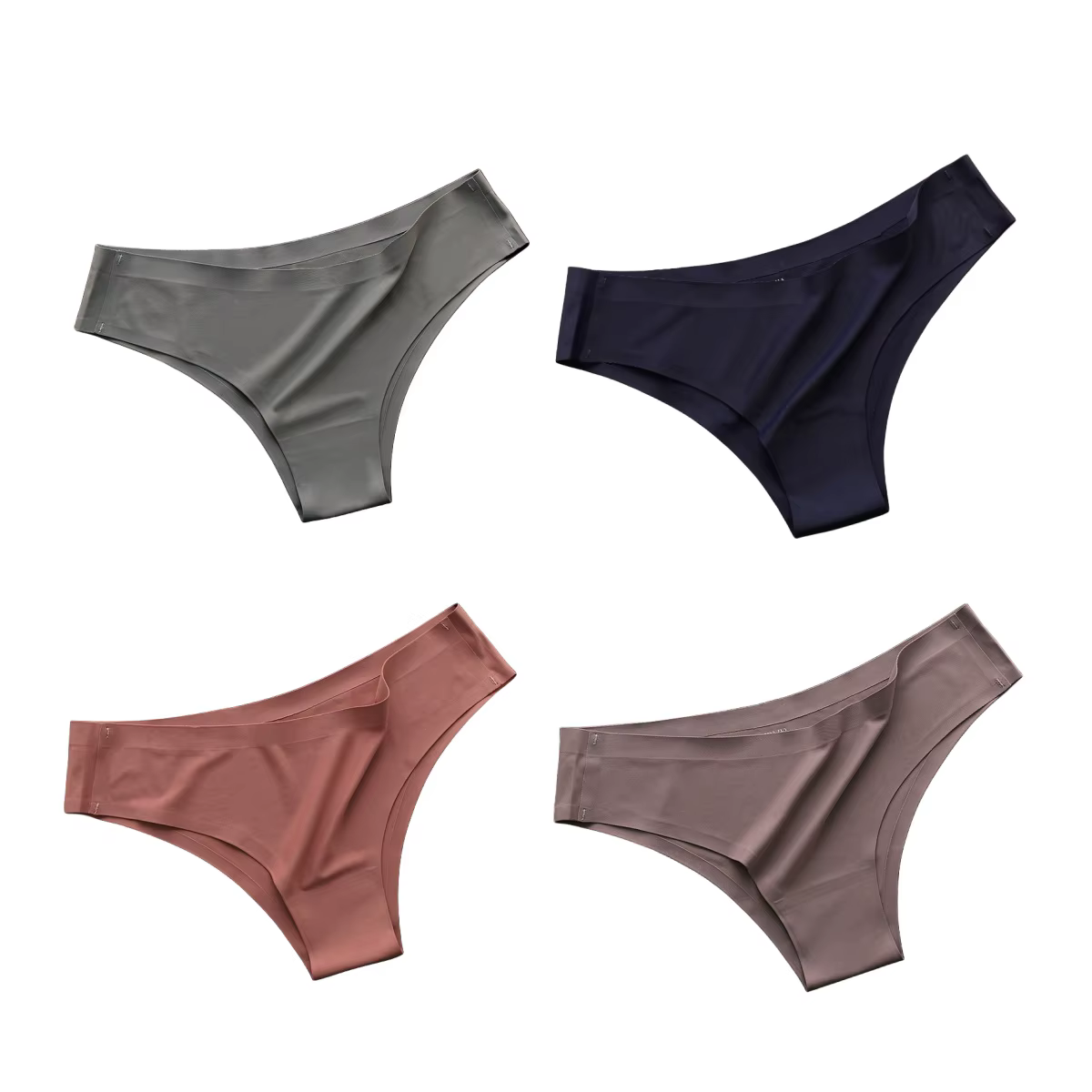 Lot de 4 culottes brésiliennes sans couture pour femme, lingerie sexy en soie glacée, taille basse,