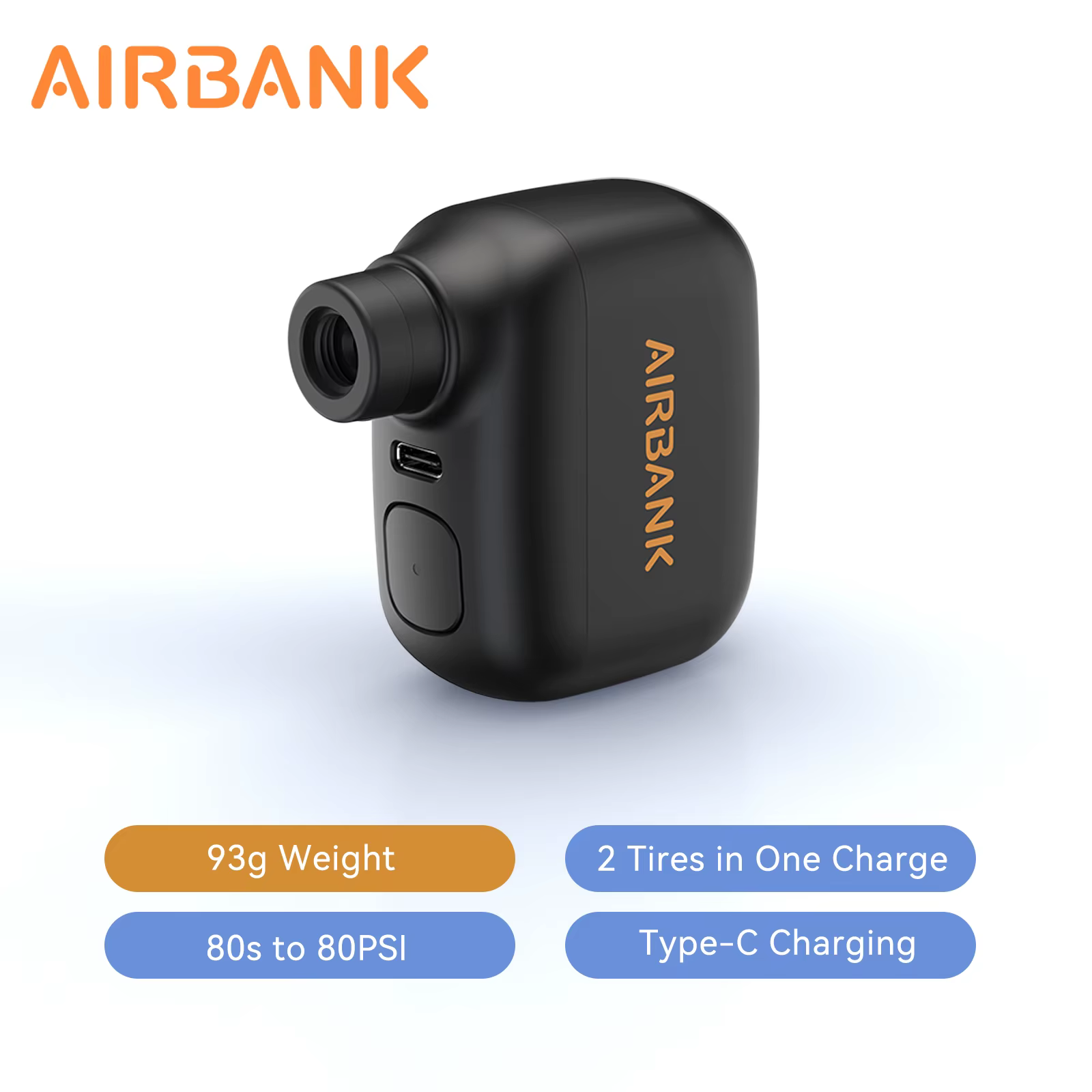 AIRBANK AS100 Mini pompe à vélo Portable gonfleur d'air Rechargeable 100PSI type-c accessoires de vé