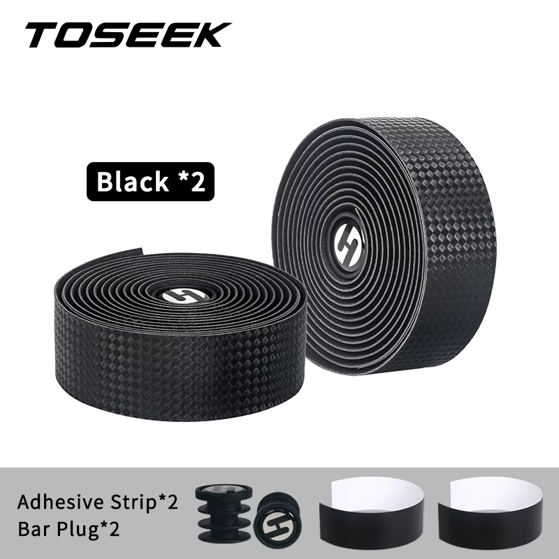 Ruban de guidon de vélo de route TOSEEK en cuir PU tressé carbone 3K, accessoires de vélo