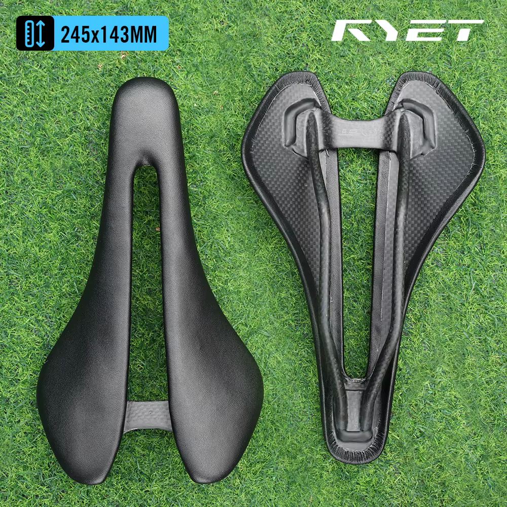 RYET selle de vélo entièrement en carbone ultralégère 81g/87g haut en cuir 7x9mm Rails en carbone 14
