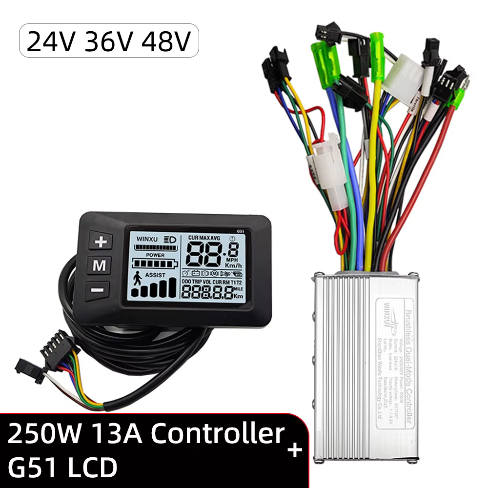 Contrôleur de moteur sans balais pour vélo électrique, 24V 36V 48V 250W 350W, avec Kit d'affichage L