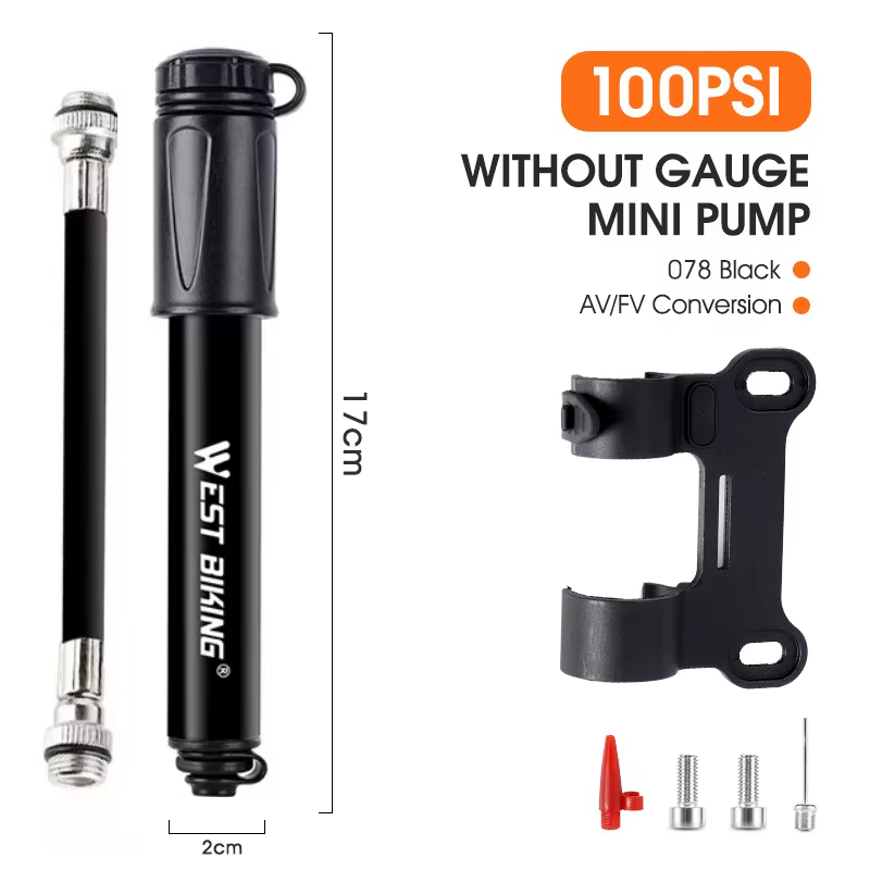 WEST BIKING – Mini pompe à vélo Portable en alliage d'aluminium, gonfleur de pneus à boule manuelle,