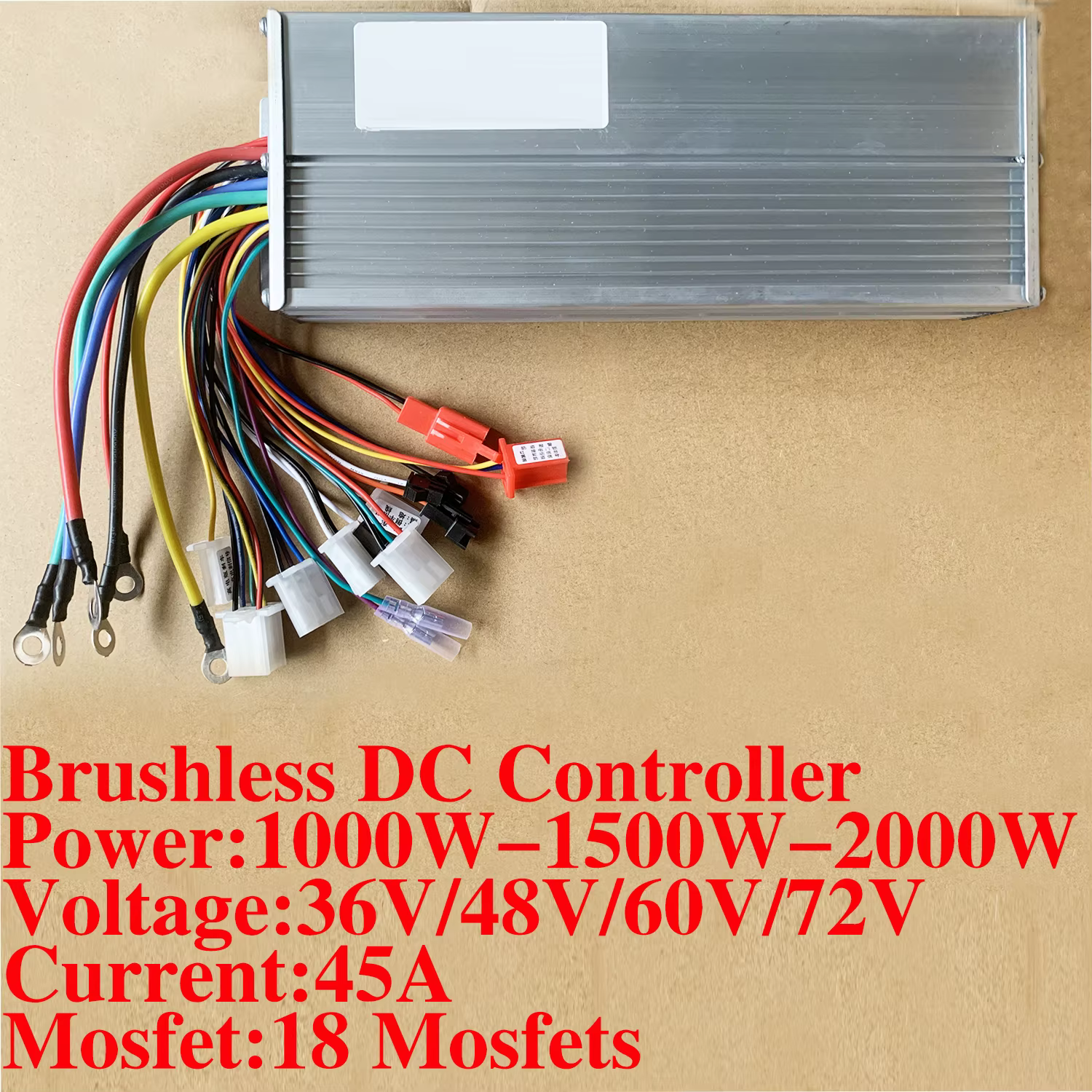 Contrôleur de vélo électrique 48V 60V 72V 1000W 1500W 2000W MAX 45A 18 contrôleur MOSFET DC double m
