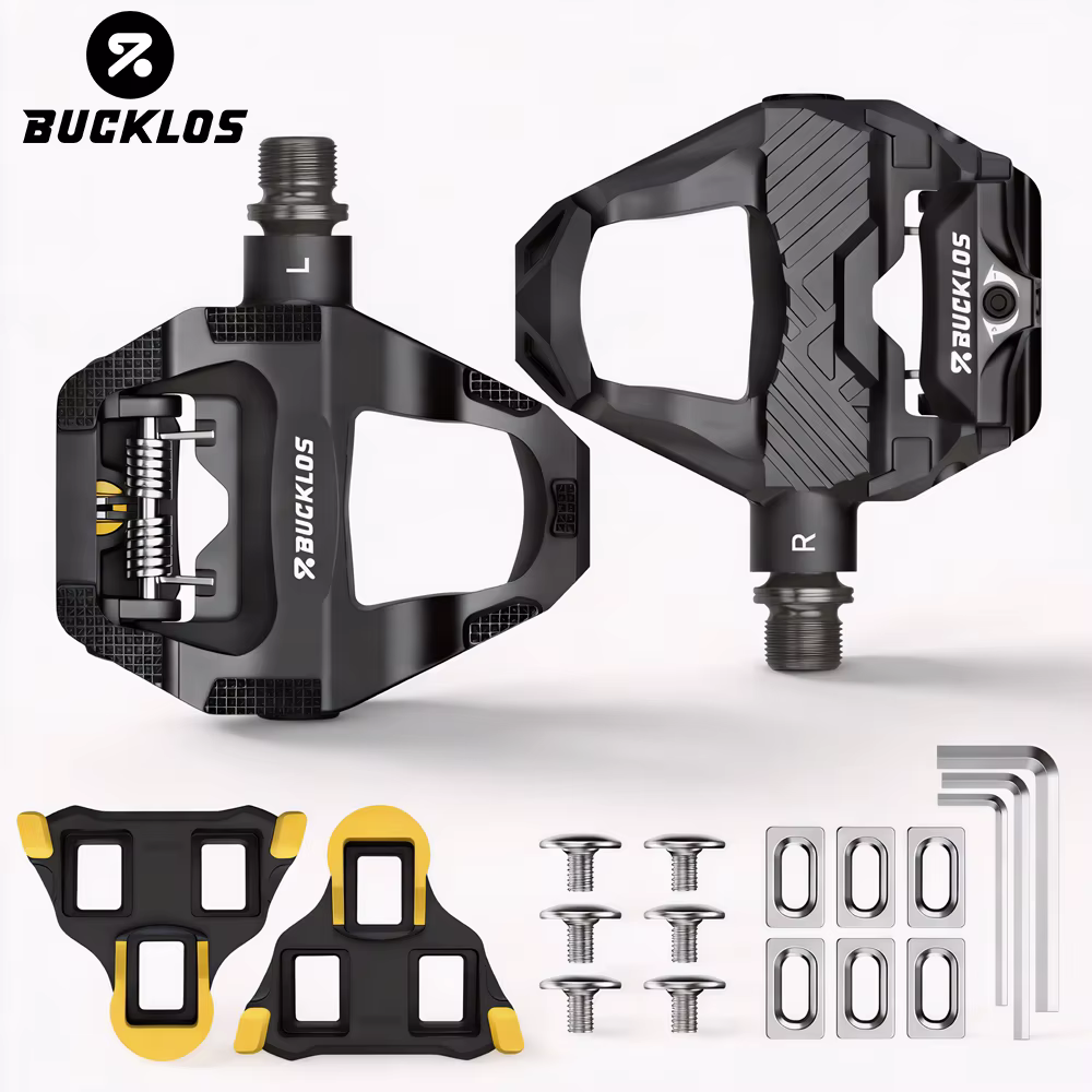 Pédales de vélo BUCKLOS à double fonction, plates et clipsables, avec crampons, pour vélos SPD SL, p