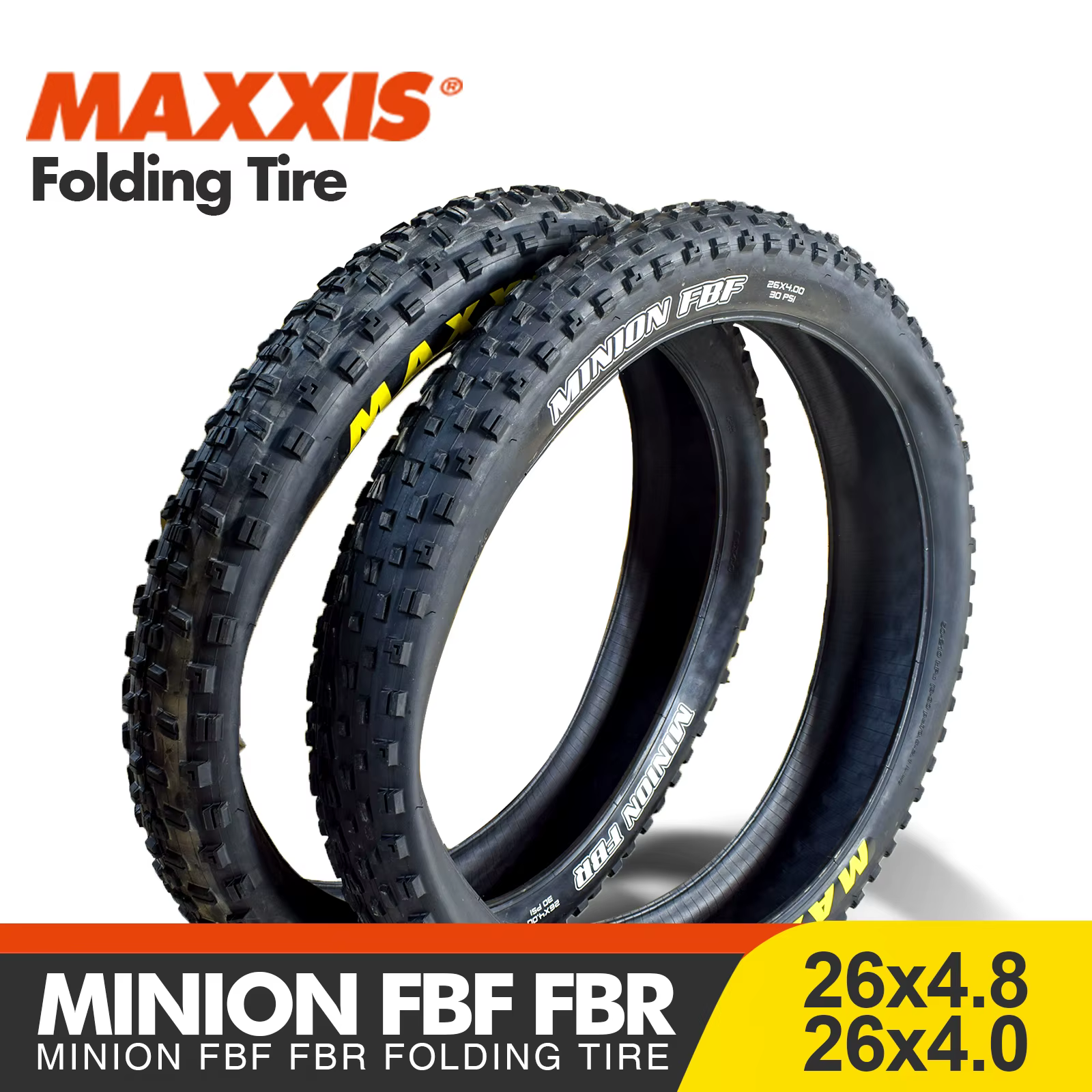 1 pièce Pneu VTT pliable MAXXIS 26 Minion FBF FBR 26*4.0 26*4.8 pour Trial Ride Fat Bike Plus, à fai