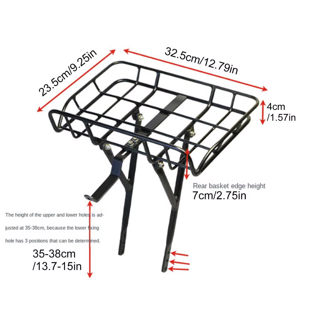 Porte-bagages avant robuste pour vélo avec supports réglables, panier avant pour vélo, porte-bagages