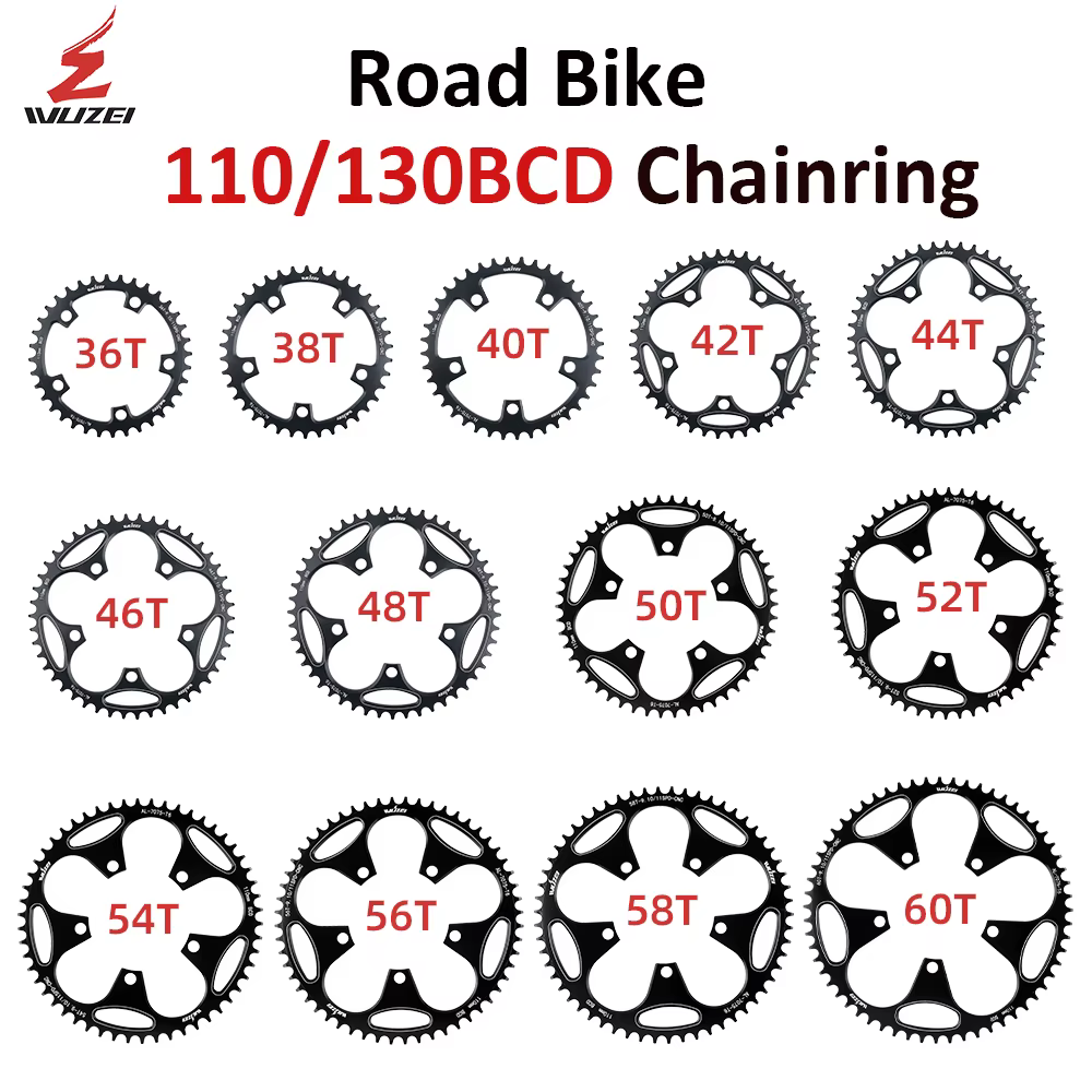 WUZEI vélo de route 110/130BCD plateau 36/38/40/42/44/46/48/50/52/54/56/58/60T 110BCD/130BCD route/d