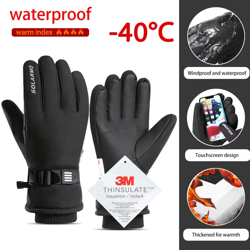 Gants de cyclisme imperméables pour hommes, pour Sports de plein air, course à pied, moto, Ski, écra