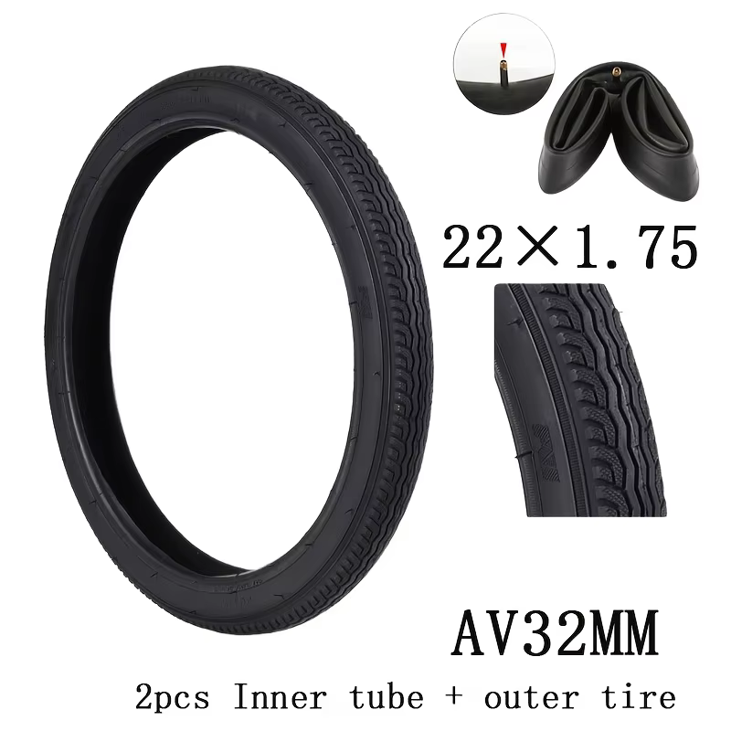 Pneu de vélo 1 pièce et chambre à air 1 pièce 22/24/26 x 1,75 pouces, pneu extérieur de vélo de rout