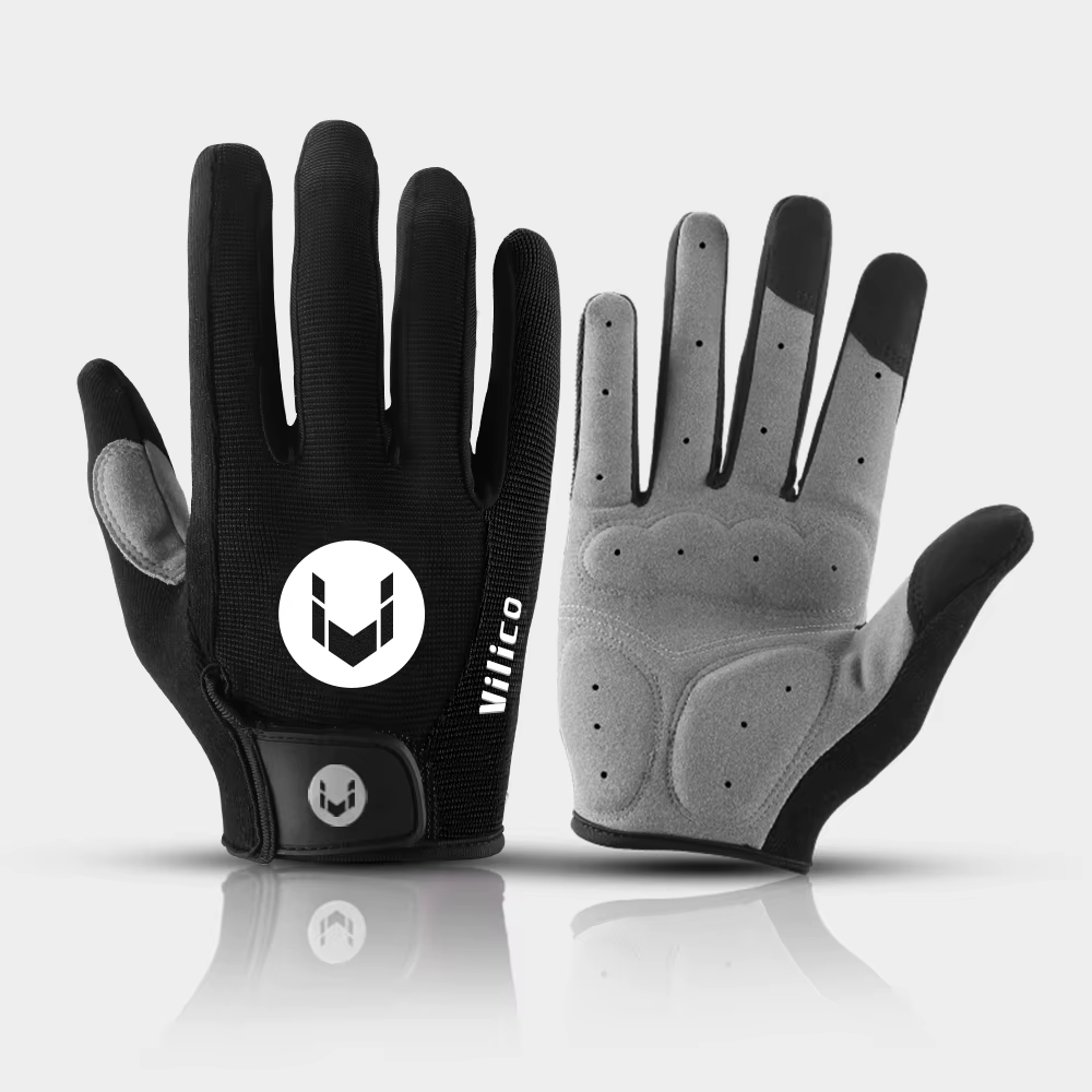 Gants de vélo VILICO à doigts entiers, respirants, antidérapants, rembourrés en SBR, antichocs, pour