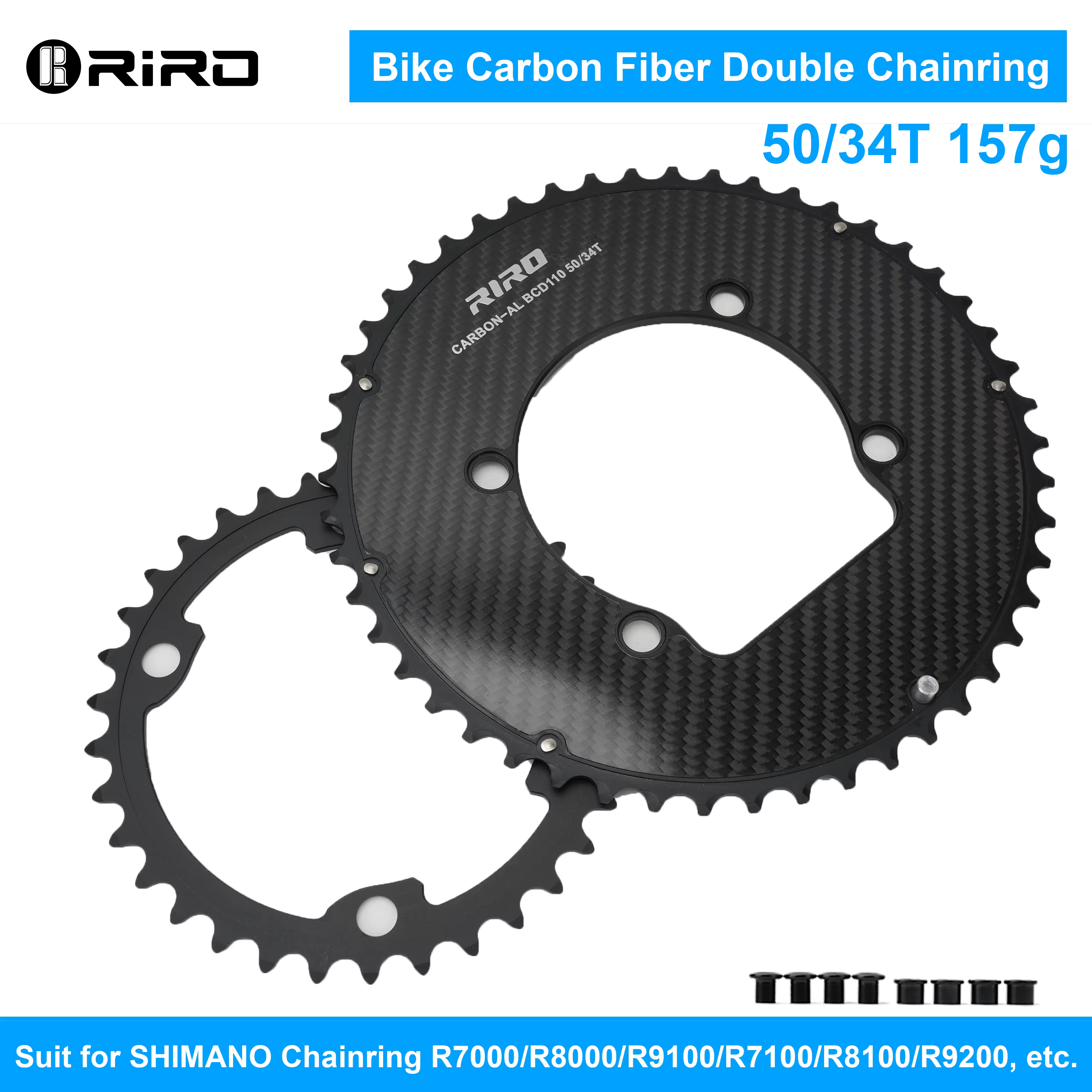Plateau de pédalier en carbone RIRO 110BCD 11/12S 4 boulons pour vélo de route, double chaîne, compa