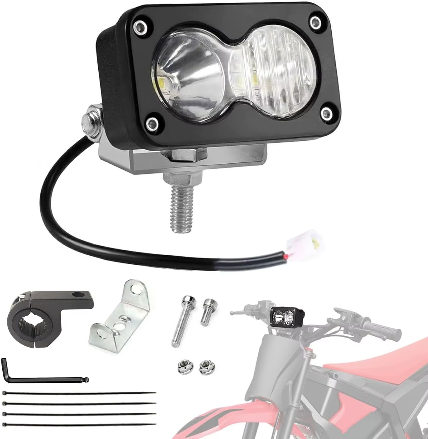 Phare de vélo électrique 20W 6000-6500K blanc étanche, support de montage Plug & Play inclus, compat