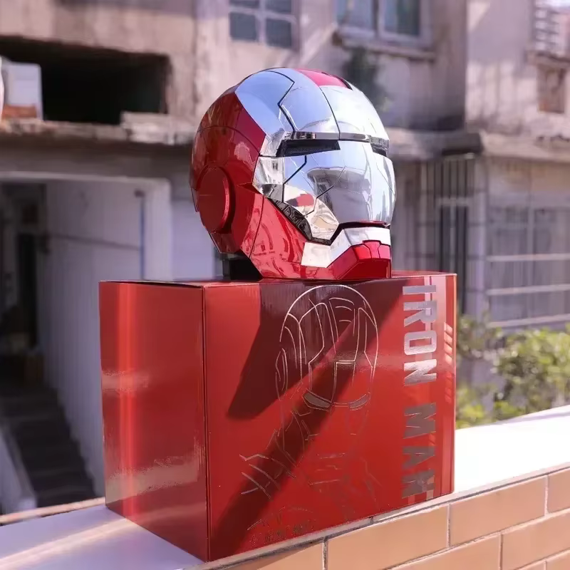Casque Iron Man MK5 MK5 1:1 Contrôle vocal Avengers War Machine Cosplay avec lumière LED électroniqu
