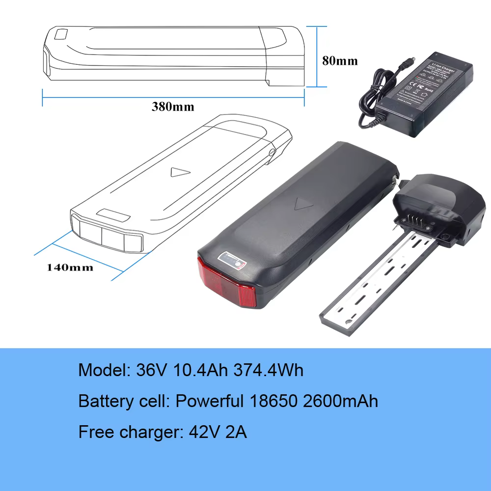 Batteries de vélo électrique APE RYDER A10 Utility Bike 36V 10.4Ah 13Ah 17.5Ah 20Ah pour porte-bagag
