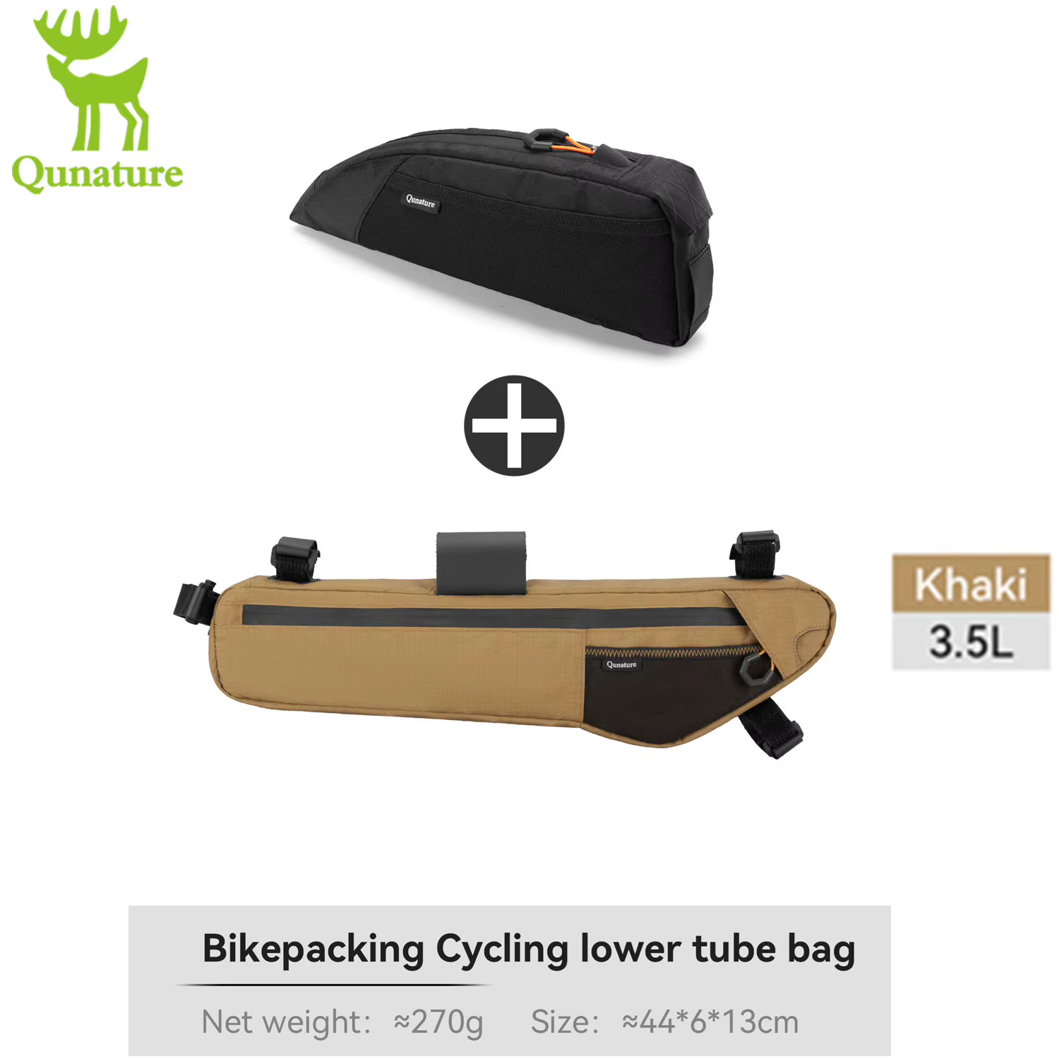 Qunature Bikepacking – Lot de 2 sacs de cadre de vélo, sac de rangement pour tube supérieur avant, p