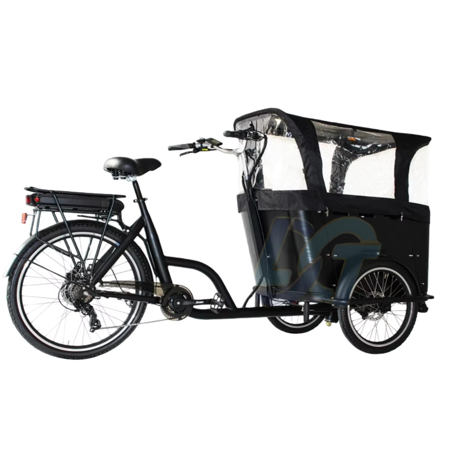 Vélo cargo électrique à 3 roues de 250 watts, moteur central, tricycle électrique à 3 roues pour la 