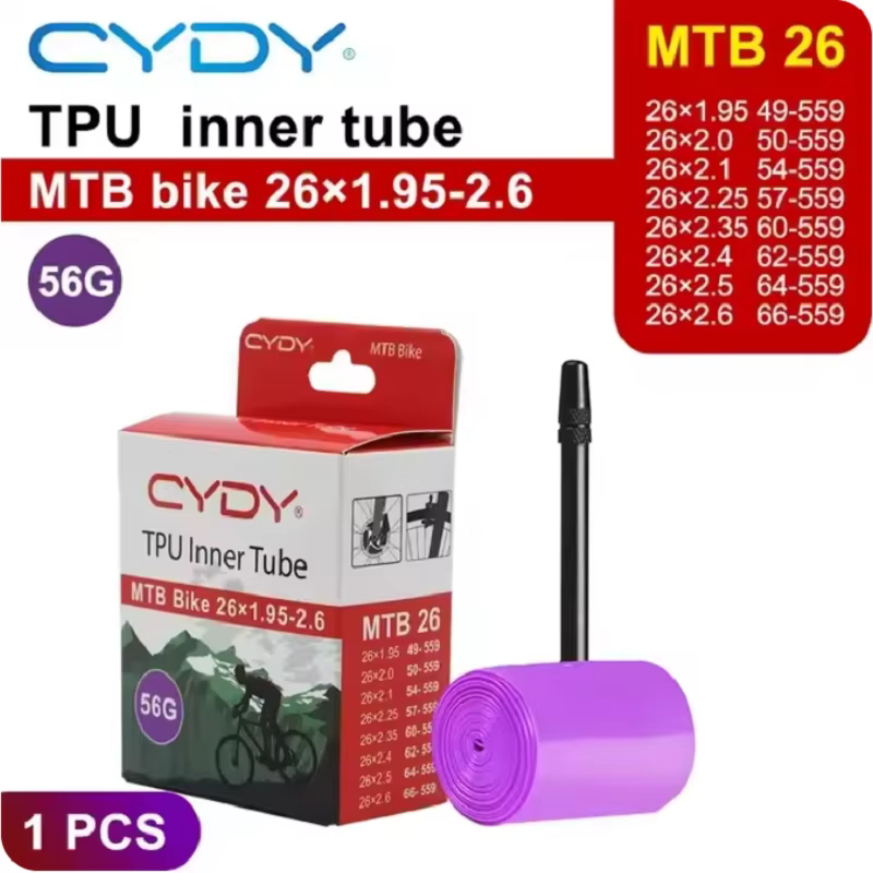 Chambre à air de vélo VTT CYDY TPU ultralégère 29 26 27.5 29x1.95 2.0 2.1 2.2 2.3 2.4 2.5 2.6 Pneu d
