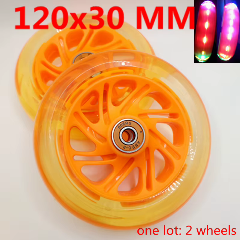 Roue de Scooter clignotante 120x30mm 120mm, roulements épais pour viande, haute qualité