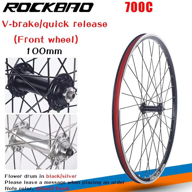 ROCKBAO-Paire de roues de vélo de route en alliage d'aluminium, frein V, double couche, moyeu à 2 ro
