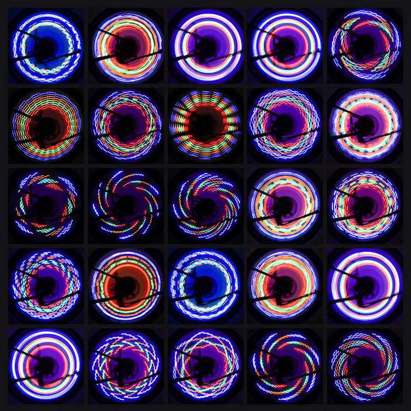 Lumières pour roues de vélo 16LED, lumière à rayons de roue de vélo, Rechargeable, lampe de cyclisme