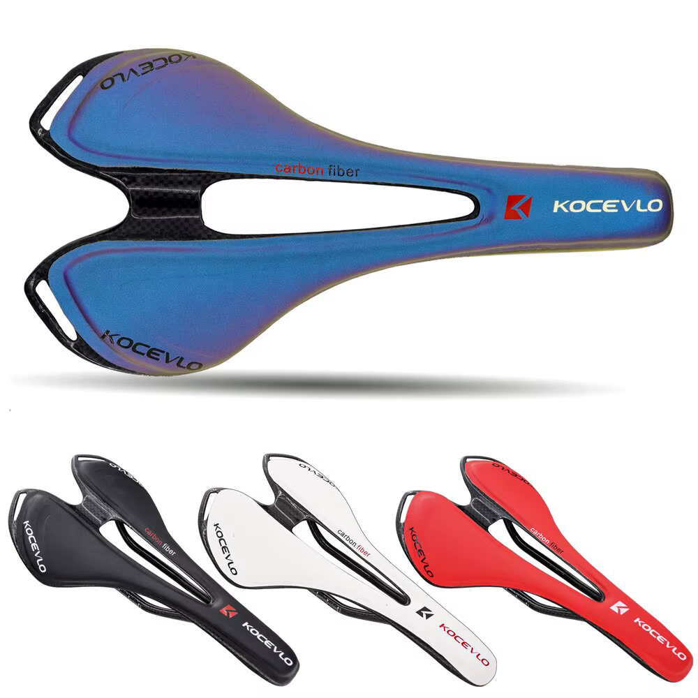 KOCEVLO Carbone Selle T800 Carbonfiber + En Fiber De Cuir Ultra Léger Vélo De Route VTT Selle Siège