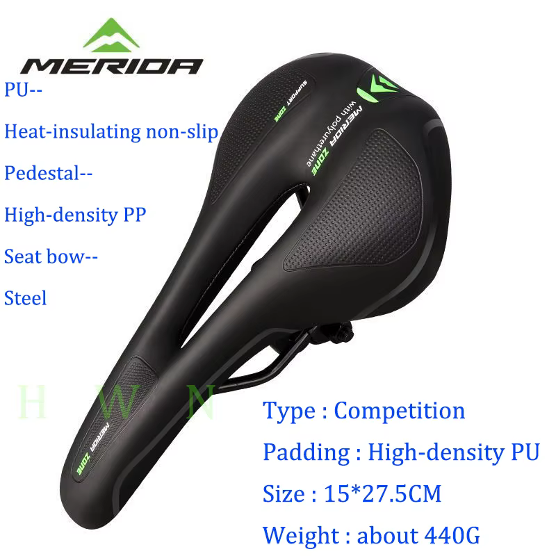 MERIDA-Selle de vélo respirante en cuir PU épaissi, siège de VTT en acier PP éponge, accessoires de 