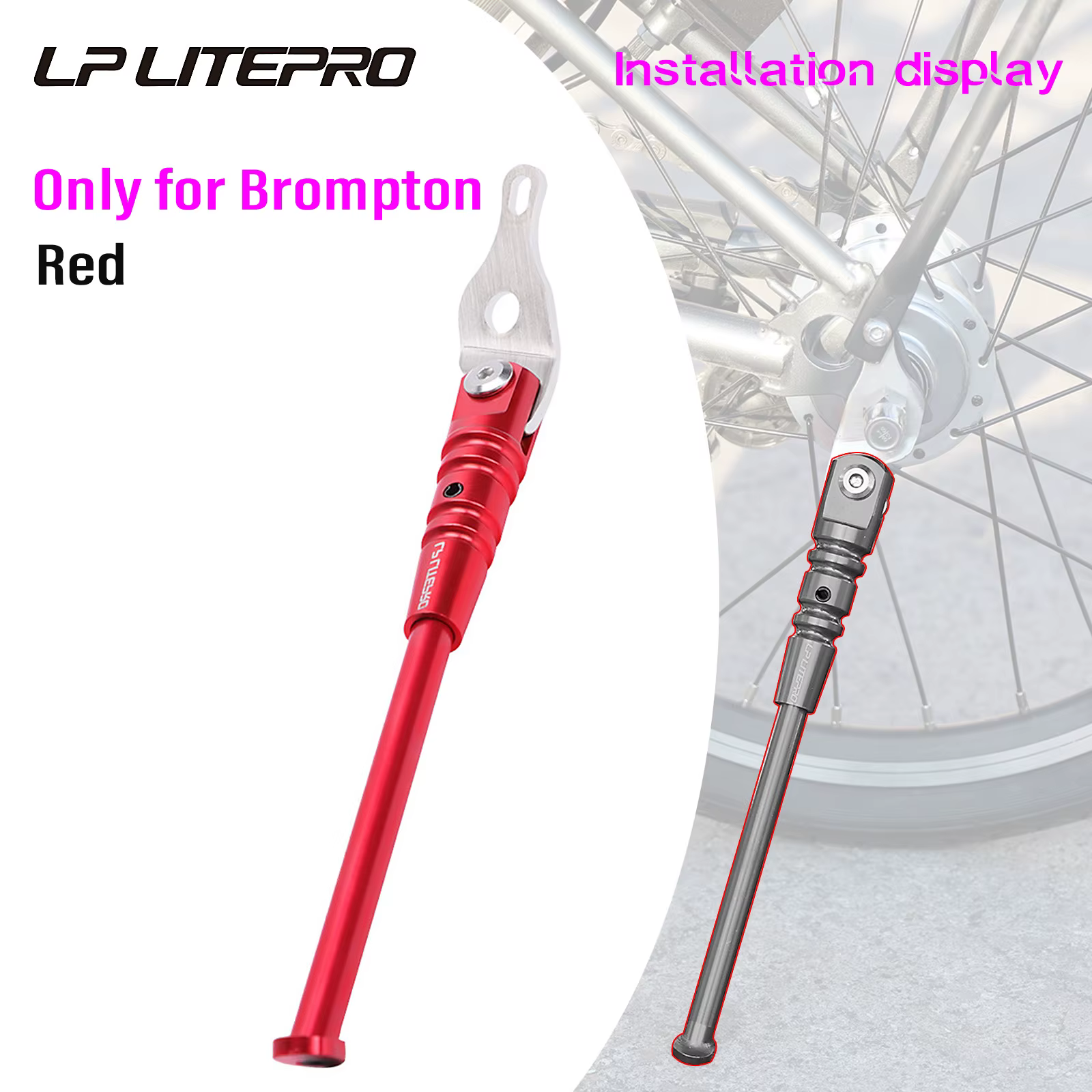 Béquille de vélo en alliage d'aluminium LP Litepro pour béquille de vélo pliante Brompton