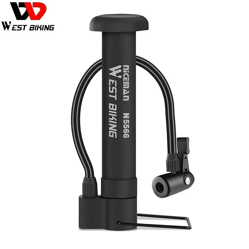 WEST BIKING-MTB Pompe à vélo, pompe à air manuelle pour vélo 80 PSI, gonfleur de pneus à ballon, val