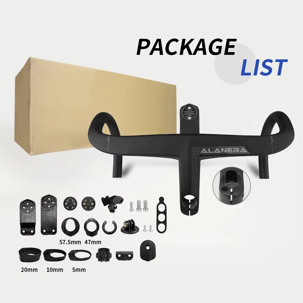 ALANERA – guidon intégré en carbone pour vélo de route, avec entretoises de casque, support d'ordina