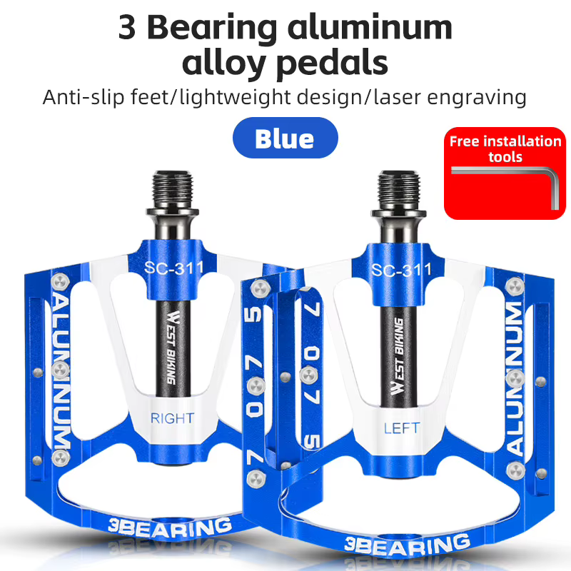 WEST BIKING – pédales de vélo de qualité professionnelle, légères, en aluminium CNC, 3 roulements, e